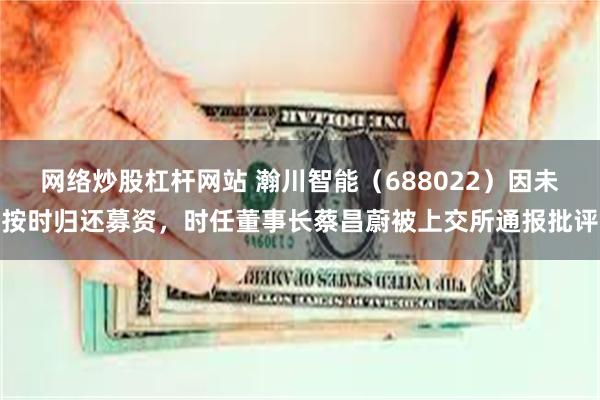 网络炒股杠杆网站 瀚川智能（688022）因未按时归还募资，时任董事长蔡昌蔚被上交所通报批评