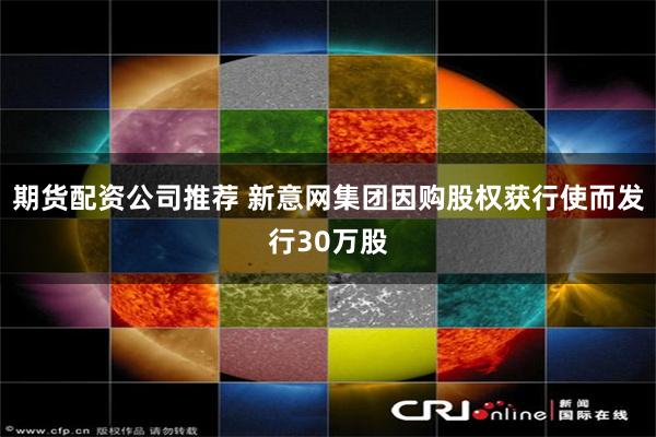 期货配资公司推荐 新意网集团因购股权获行使而发行30万股