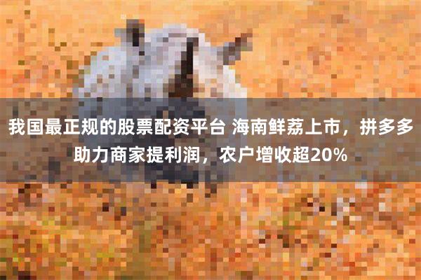 我国最正规的股票配资平台 海南鲜荔上市，拼多多助力商家提利润，农户增收超20%