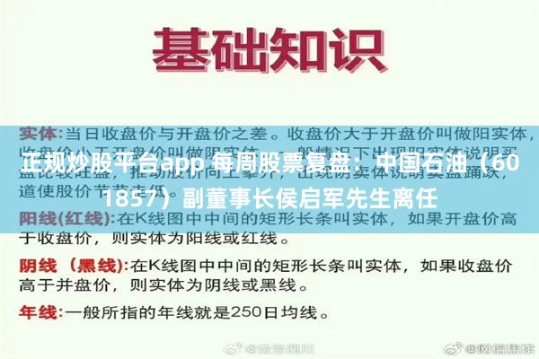 正规炒股平台app 每周股票复盘：中国石油（601857）副董事长侯启军先生离任