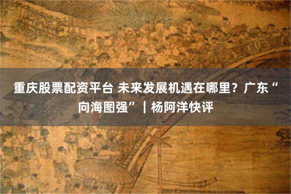 重庆股票配资平台 未来发展机遇在哪里?广东“向海图强”|杨阿洋快评