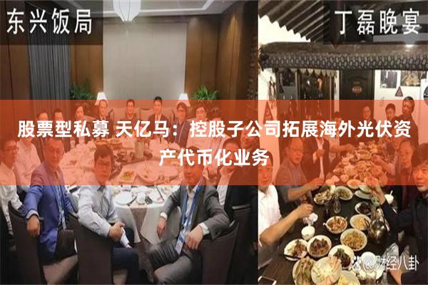 股票型私募 天亿马：控股子公司拓展海外光伏资产代币化业务