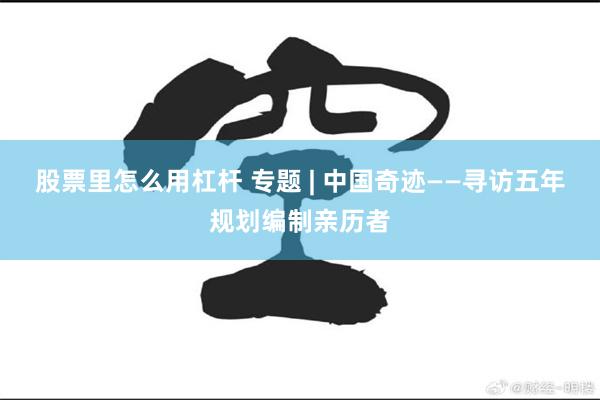 股票里怎么用杠杆 专题 | 中国奇迹——寻访五年规划编制亲历者